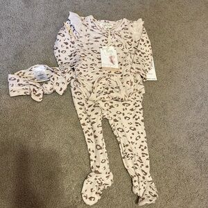 Jessica Simpson Baby girl leopard 3 piece set size 3-6months NWT